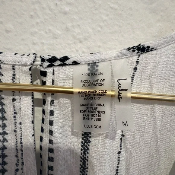 Lulu's Augas Santas Black and White Striped Swim Cover-Up - Picture 3 of 4